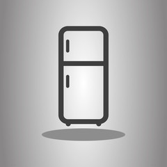 Refrigerator simple icon vector with shadow. Flat desing