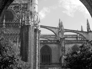 The Cathedral of Saint Mary of the See (Seville Cathedral), is a Roman Catholic cathedral in Seville, Andalusia, Spain. It is the tenth-largest church in the world. Black and white
08.2012