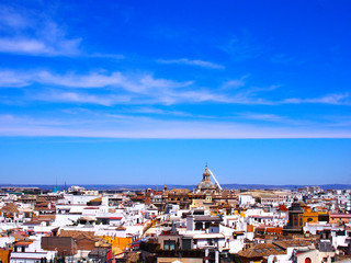 Hot summer day on the top of Sevilla. Great city view.