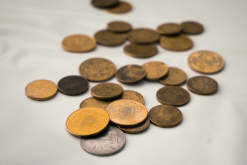 coins on a white background