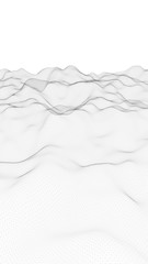 Obraz premium Abstract landscape on a white background. Cyberspace grid. hi tech network. Depth of field. 3d illustration