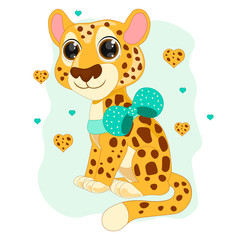 vector cute cheetah sitting. It's a boy!