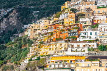 Fototapeta premium Beautiful colorful houses on a mountain in Positano, a town on Amalfi coast