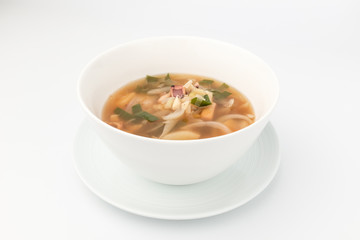 Squid soup on white background