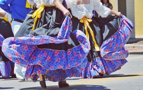Low Section Of Female Dancers During Cinco De Mayo