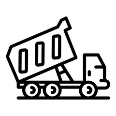 Dump truck icon. Outline dump truck vector icon for web design isolated on white background