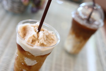 cold iced coffee drink in cafe