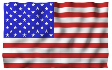 Naklejka premium Waving flag of the United States of America. Stars and Stripes. State symbol of the USA. 3D illustration