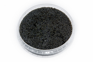 black caviar in a plastic container