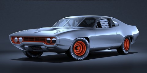 Plakat 3D rendering of a brand-less generic car in studio environment