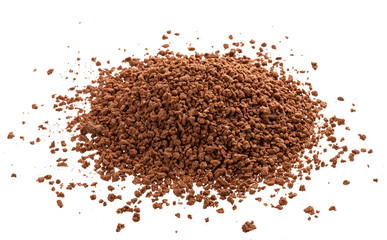 Pile of cocoa powder isolated on white background