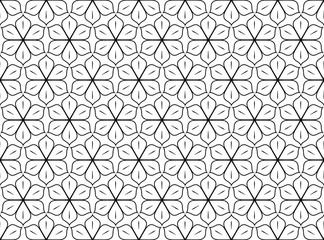 Seamless flowers pattern, floral motif, simple monotone background in black and white, scrapbook paper template