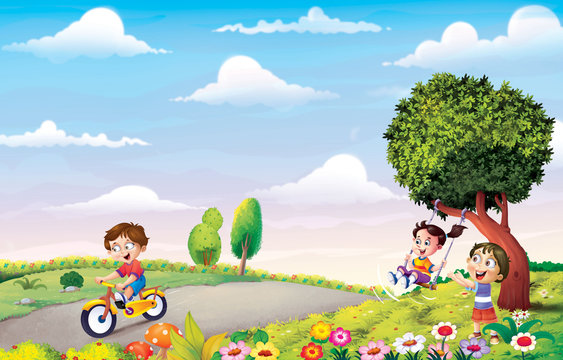 children playing in the park