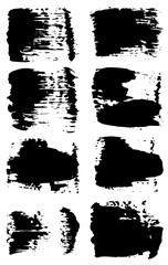 Black paint brush strokes, dirty inked grunge art brushes. Creative sketch brush stroke, illustration of brush stain line	
