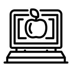 Naklejka premium Computer foreign language study icon. Outline computer foreign language study vector icon for web design isolated on white background