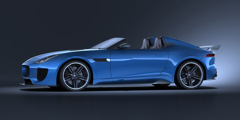 Fototapeta na wymiar 3D rendering of a brand-less generic convertible concept car in studio environment
