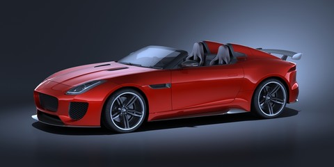 Obraz na płótnie Canvas 3D rendering of a brand-less generic convertible concept car in studio environment
