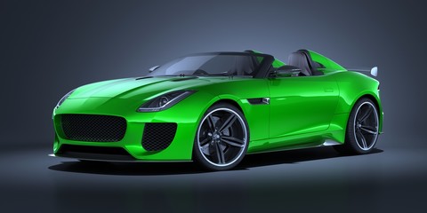 Plakat 3D rendering of a brand-less generic convertible concept car in studio environment