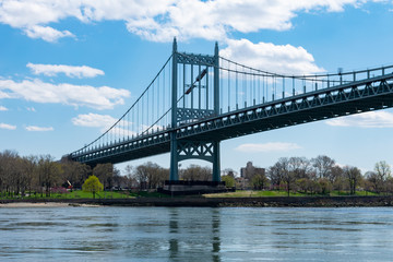 Fototapeta na wymiar The Triborough Bridge over the East River seen from Randalls and Wards Islands of New York City