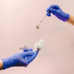 dental tools on a light background