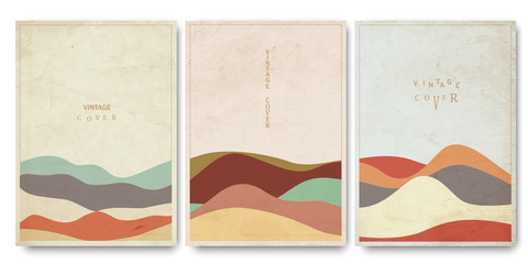 Covers templates set with geometric curve textured hand drawn shapes oriental vintage style