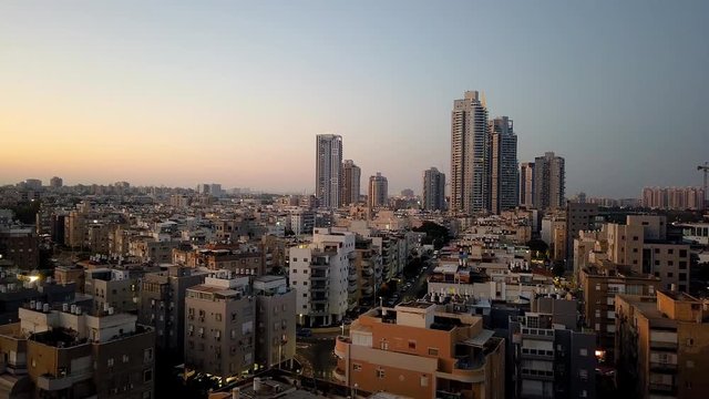 Hyperlapse from the roof of the Tel Aviv building. Time laps from the roof of the building on the promenade in Tel Aviv. Tel Aviv Hyperlapse