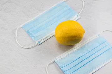 Lemon medical mask and medical gloves