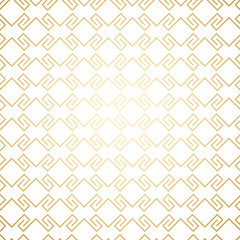 Golden seamless geometric pattern on white, art deco style