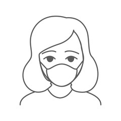 Woman wearing facial protective mask. Premium design.
