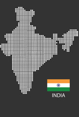 Fototapeta na wymiar India map design white square, black background with flag India.