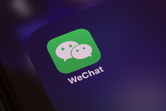 Ostersund, Sweden - May 21, 2020: Wechat messenger app icon. Wechat  is a Chinese messaging, social media and mobile payment app.
