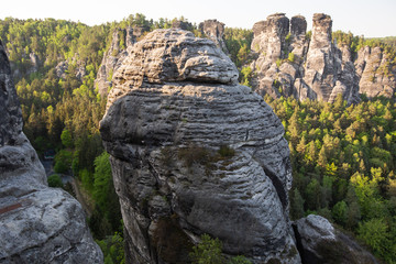 Huge rock at at Elbe Sandstone Mountains