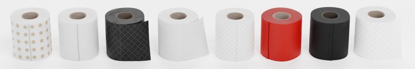 Realistic 3D Render of Toilet Papers Set