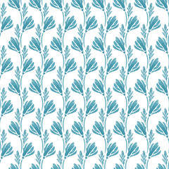 Naklejka na ściany i meble Watercolor seamless floral pattern. hand drawn ornament with blue flowers. Perfect for textile, wallpapers, card, background.