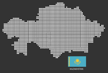 Fototapeta na wymiar Kazakhstan map design white square, black background with flag Kazakhstan.
