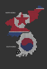 Korea map design flag Azerbaijan square, black background.