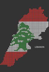Lebanon map design flag Azerbaijan square, black background.