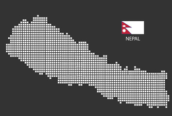 Obraz premium Nepal map design white square, black background with flag Nepal.