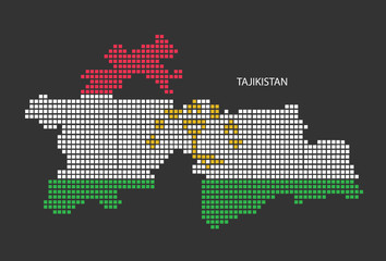 Fototapeta na wymiar Tajikistan map design flag Azerbaijan square, black background.