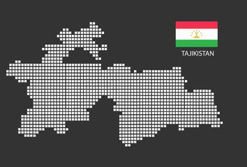 Fototapeta na wymiar Tajikistan map design white square, black background with flag Tajikistan.