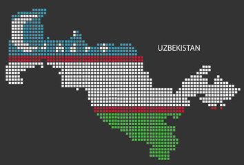 Fototapeta na wymiar Uzbekistan map design flag Azerbaijan square, black background.