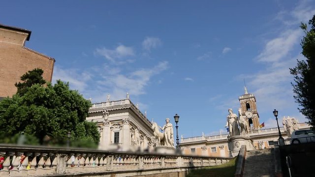 Palace of Senators Rome Italy. Staircase in front of the palace of senators