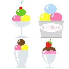 summer fruit ice cream vector, colorful illustration
