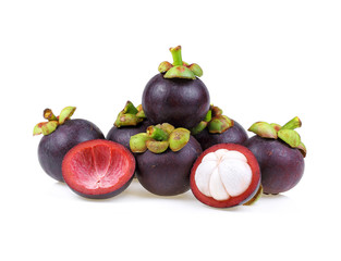 Mangosteen isolated on the white background .