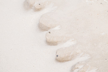 Sand under the influence of water and wind formed a fantastic landscape resembling a cliff. Graphic...