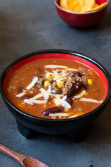 chilli soup close up. vertical