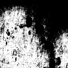 Black and white grunge texture. Monochrome abstract background. Pattern of dust, chips, cracks, and destruction. Chaotic pattern on an old worn surface