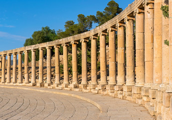 Ionic Columns at Oval Plaza (Forum), Jerash, Jordan - 351262126