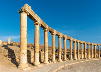 Ionic Columns at Oval Plaza (Forum), Jerash, Jordan