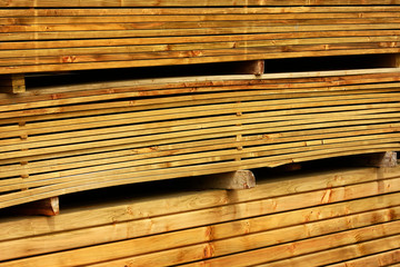A stack of oak wood palochina for pallet manufacturing